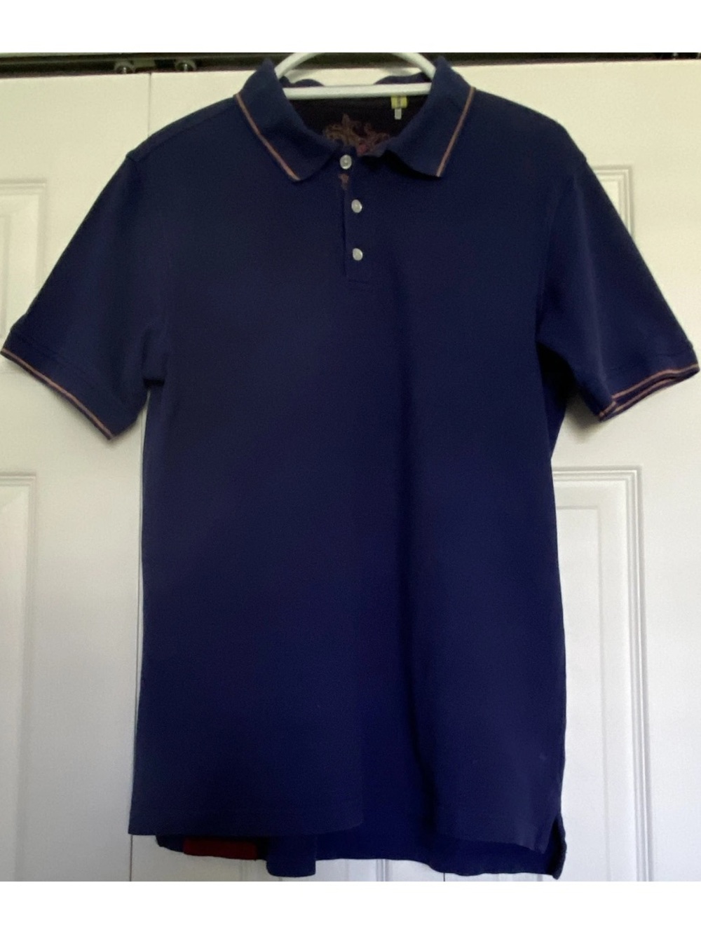 Men's Robert Graham size M  Navy Polo Shirt with Contrast Trim